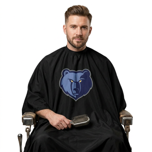 Cape de coiffeur moderne en polyester imperméable avec boutons-pression, motif « Big Logo » des Memphis Grizzlies, pour styliste et barbier. - Product Image 1