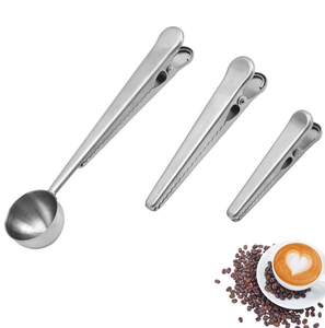 DFC0330 Cuchara Medidora 2 en 1 de Acero Inoxidable de 1 Cucharadita con Clip para Bolsas, para Café y Té, DFC0330 Cuchara y Clip - Product Image 1