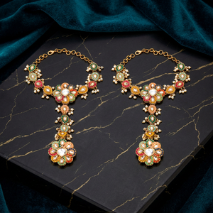 Collar de Eslabones de Moda con Diseño Indo-Occidental Clásico para Boda, Chapado en Latón con Imitación de Perlas y Henna, a Precio Razonable - Product Image 3