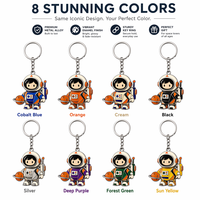 Ensemble de porte-clés en métal sur le thème de l'exploration spatiale, émail dur, astronaute, fusée, satellite, porte-clés souvenir, cadeau pour les passionnés d'espace