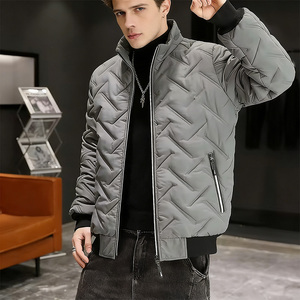 Premium Multi Color <strong>Quilted</strong> Stand Collar Chevron <strong>Pattern</strong> Zipper Pockets Winter Casual Comfortable Outdoor Down <strong>Jacket</strong> - Product Image 2