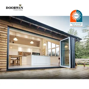 Doorwin Eksterior Tahan Air Modern Pintu Lipat Aluminium Rusak Secara Termal Pintu Lipat Ganda Standar Australia untuk Rumah