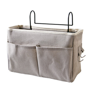 Bedside <b>Hanging</b> <b>Storage</b> Bag Rectangle Hook Type Waterproof Fabric Organizer for Bedroom <b>Wall</b> Mounted Use - Product Image 5