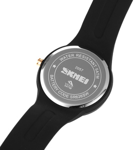 SKMEI 2057 Esfera redonda con <span class=keywords><strong>semana</strong></span> y fecha Correa de gel de sílice para dama Mujer Pareja Reloj de cuarzo para exámenes 3 Atm Impermeable - Product Image 3