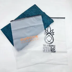 Wholesale Custom logo Self Sealing Bag Clothing Packaging PE Frosted Zipper Bags With Ring