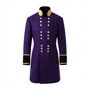 Vintage Men's Overcoat Woolen Frock Coat Embroidered Button Front Long Outerwear <b>for</b> Winter - Product Image 1