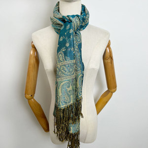 Pashmina hissediyorum şal kadınlar için Rave eşarp yumuşak ipeksi geri dönüşümlü Paisley Vintage jakarlı şal saçaklar ile - Product Image 3