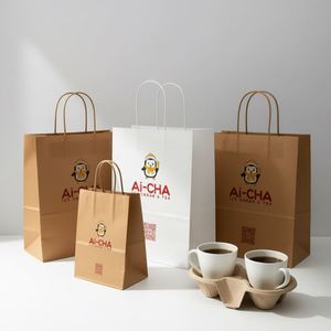 Bolsas de Papel Kraft para Té con Leche, Bolsas de Papel Marrón con Logotipo Personalizado para Suministros de Tiendas de Té de Burbujas - Product Image 3