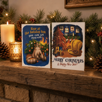 Cartes de Noël pliées personnalisées avec couverture illustrée en couleur et vœux festifs pour les kits de packs de fêtes