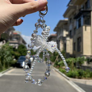 Designer Short Mobile Phone Lanyard Keychain Luxury Pearl Crystal Bow Diamond Beads Chain Wrist Strap Phone Case Charms Bling