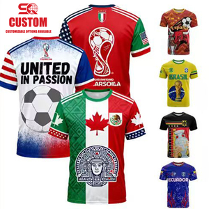<span class=keywords><strong>Camiseta</strong></span> Personalizada al por Mayor para la Copa Mundial de Fútbol <span class=keywords><strong>Brasil</strong></span> 2026 - Fabricante Mayorista México Ciudad Abierto Poliéster de Secado Rápido Camisetas Imprimibles - Product Image 1