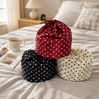 Pochette en Soie à Pois avec Cordon de Serrage, Fond Rond, Brillante, pour Cosmétiques, Trousse de Toilette, Rangement Maquillage et Bijoux, Voyage