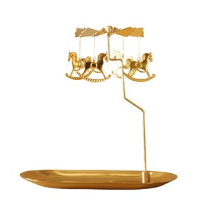 Creative Luxury Iron Golden <strong>Romantic</strong> Rotating Aromatherapy Candlestick Christmas Gift Lantern with Tray - Product Image 2