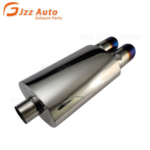 Decorazione auto tubo di scarico silenziatore bruciata blu doppia punta <span class=keywords><strong>2</strong></span>.5 "doppio ingresso <span class=keywords><strong>3</strong></span>" uscite in acciaio scarico universale ovali marmitta - Product Image 4