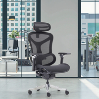 Chaise de bureau ergonomique moderne en tissu maillé réglable, avec pieds en alliage d'aluminium, garantie de 3 ans, vente en gros par le fabricant chinois