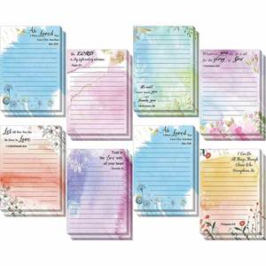สมุดโน้ตแบบมีเส้นแนวนอนลายดอกไม้สีสันสดใส 30 หน้า ชุด 8 เล่ม พร้อมกระดาษโน้ตแบบมีกาวในตัว - Product Image 1