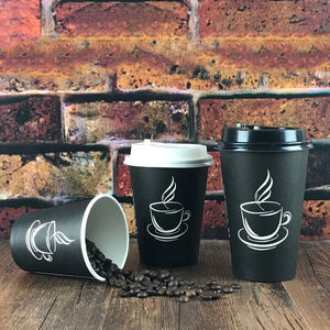 China fabricante bom preço personalizado descartável preto para ir copos de café papel - Product Image 4