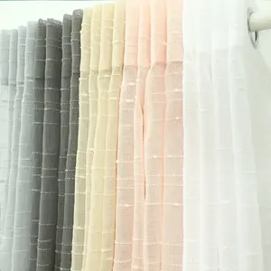 Bindi Factory Supply Niedriger Preis Leinen Stil Licht Stoff Weiß und Grau Schlafzimmer Vorhänge Modern Sheer Vorhang