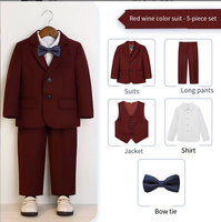 Costume blanc élégant 5 pièces, coupe ajustée, smoking formel pour mariage, garçon d'honneur, baptême, première communion