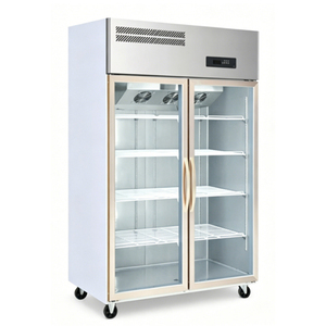Réfrigérateur-congélateur vertical professionnel à <span class=keywords><strong>double</strong></span> <span class=keywords><strong>porte</strong></span> vitrée en acier inoxydable, refroidi par air, pour viande fraîche - Product Image 1
