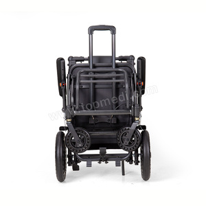 Silla de ruedas plegable de aleación de aluminio ultraligera de 9,8 kg con barra de tracción-Aprobado por avión-Directo de fábrica - Product Image 4