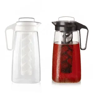 Sızdırmaz kırılmaz dayanıklı Tritan plastik pop-a-lot buzlu çay sürahisi, BPA ücretsiz, çıkarılabilir demlik, 2.0L Aqua