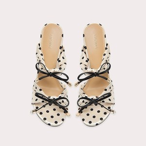 Women's Retro Polka Dot Strappy High Heeled <b>Sandals</b> Open Toe Lace-up Slip-On Fashionable Trend - Product Image 3