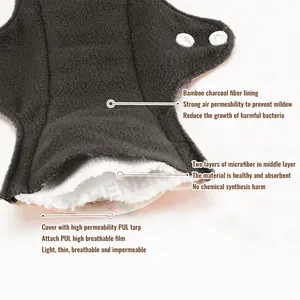 Serviettes hygiéniques en coton réutilisables, douces, respirantes, haute absorption, pour l'hygiène féminine - Product Image 6