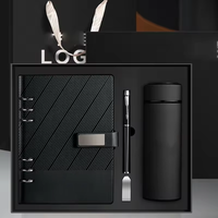 Großhandel Luxus A5 Tagebuch-Set Anpassbares PU-Leder A5 Firmen-Notizbuch Geschenkset Mit Stift Thermobecher USB