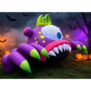 Monstre <span class=keywords><strong>gonflable</strong></span> violet à un œil pour Halloween, décoration de toit, avec éclairage LED, en tissu Oxford, monstre <span class=keywords><strong>gonflable</strong></span> grimpeur de bâtiment - Product Image 3