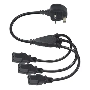 IEC to Type G Plug C13 Three in one AC Cable British BS1363 UK 3-prong Pulg splitter to PUD/PSU Power Converter C13
