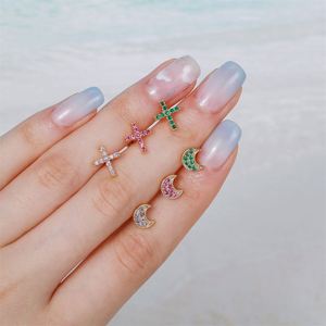 Pendientes Pequeños de Corona con Circonita Cúbica, Chapados en Oro de 18K, para Cartílago, con Forma de Mariposa, para Mujeres y Niñas - Product Image 4