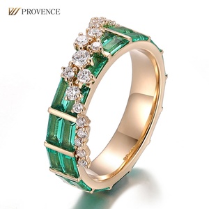 แหวนทองคำแท้ 18K 14K 10K สีเหลือง ประดับมรกตทรงคุชชั่น แหวนเพชรพลอยสังเคราะห์ ดีไซน์ใหม่ แหวนแต่งงาน ทองคำแท้สำหรับผู้หญิง - Product Image 2