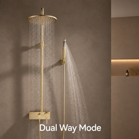 Ensemble de douche mural moderne en or brossé, système de douche pluie, colonne de douche de salle de bain avec douchette à main et mitigeur