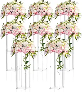 Hot Sale Clear Acrylic Flower Stand Wedding Decoration Acrylic Wedding Decoration Flower Stand Vases