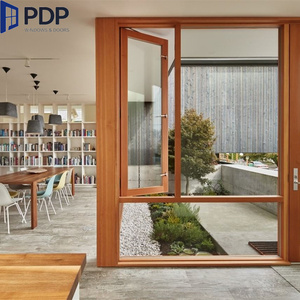 Fenêtres à battants modernes classiques en aluminium et <span class=keywords><strong>bois</strong></span>, verre trempé isolant, pour villas de luxe, pour cuisine, avec volets persiennes – Grande Vente - Product Image 3