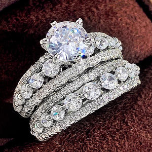 Anello di fidanzamento con diamanti in oro bianco per donna, diamante naturale con taglio rotondo brillante, colore D DJ027 - Product Image 3