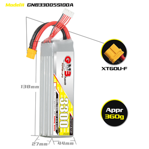 Batterie LiPo GNB 4S 5S 6S 8S 3300mAh 100C pour drone FPV, batterie de véhicule aérien sans pilote, batterie GNB - Product Image 3