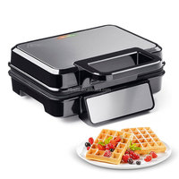 Aifa 1200 Watts Acier inoxydable 2 4 tranches de gaufrier belge avec bouton de brunissage et voyants lumineux