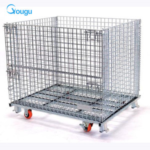 <span class=keywords><strong>Cage</strong></span> de stockage pliante et portable en métal avec roues Cages en treillis métallique - Product Image 1