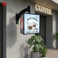 Affiche publicitaire 3D en forme de cube à 4 côtés, personnalisée pour l'extérieur, panneau de menu, boîte lumineuse publicitaire rotative à LED pour restaurant, café