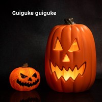Lanterne citrouille d'Halloween lumineuse et ajourée en plastique de 16 pouces pour vitrines de centres commerciaux et décoration de scènes