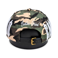 Casquette à visière plate personnalisée avec broderie 3D en relief camouflage, casquette strapback en cuir, vente en gros, camouflage woodland, streetwear, gorras, faible MOQ