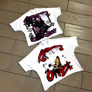 Tshirt Designers Custom Streetwear Cropped batwing Sleeve <strong>White</strong> t <strong>Shirt</strong> High Quality Personalized 100% Cotton Printed T-<strong>shirt</strong> - Product Image 1