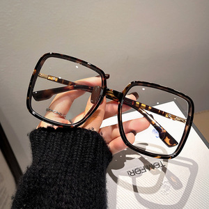 Women's <b>Square</b> TR Metal Frame PC Lens Blue Light Protection Plano Glasses Extra Wide Frame Medium Bridge - Product Image 1