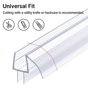 Perfil de sellado inferior moderno para <span class=keywords><strong>mampara</strong></span> de <span class=keywords><strong>ducha</strong></span> de vidrio sin marco, 90 cm, 6 mm, PVC transparente impermeable para baño - Product Image 5
