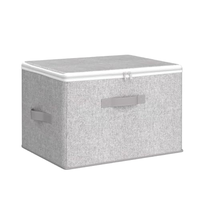 La boîte de rangement pliante non tissée grise avec couvercle convient au rangement des vêtements et des jouets Open Home Storage Bins