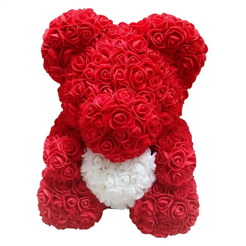 Fatto A Mano artificiale Orsi Rosa Con Cuore Rosso Rosa Teddy Bear con il Contenitore di Regalo