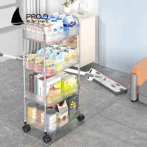 Estante <span class=keywords><strong>de</strong></span> almacenamiento transparente, libros <span class=keywords><strong>de</strong></span> aperitivos y artículos diversos, carrito móvil multicapa con ruedas, carrito <span class=keywords><strong>de</strong></span> almacenamiento - Product Image 3