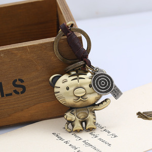 Porte-clés en cuir avec les 12 signes du zodiaque, <span class=keywords><strong>horoscope</strong></span>, pendentif vintage animal singe oiseau pour porte-clés, porte-clés animal mignon - Product Image 1